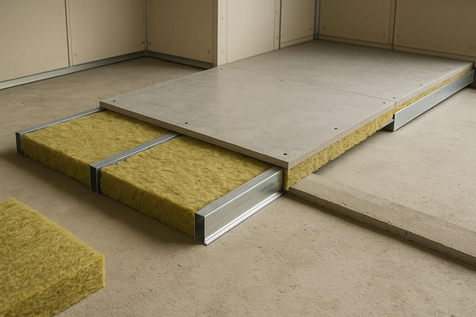 View of Acoustic Floors Made with Fiber Cement Boards