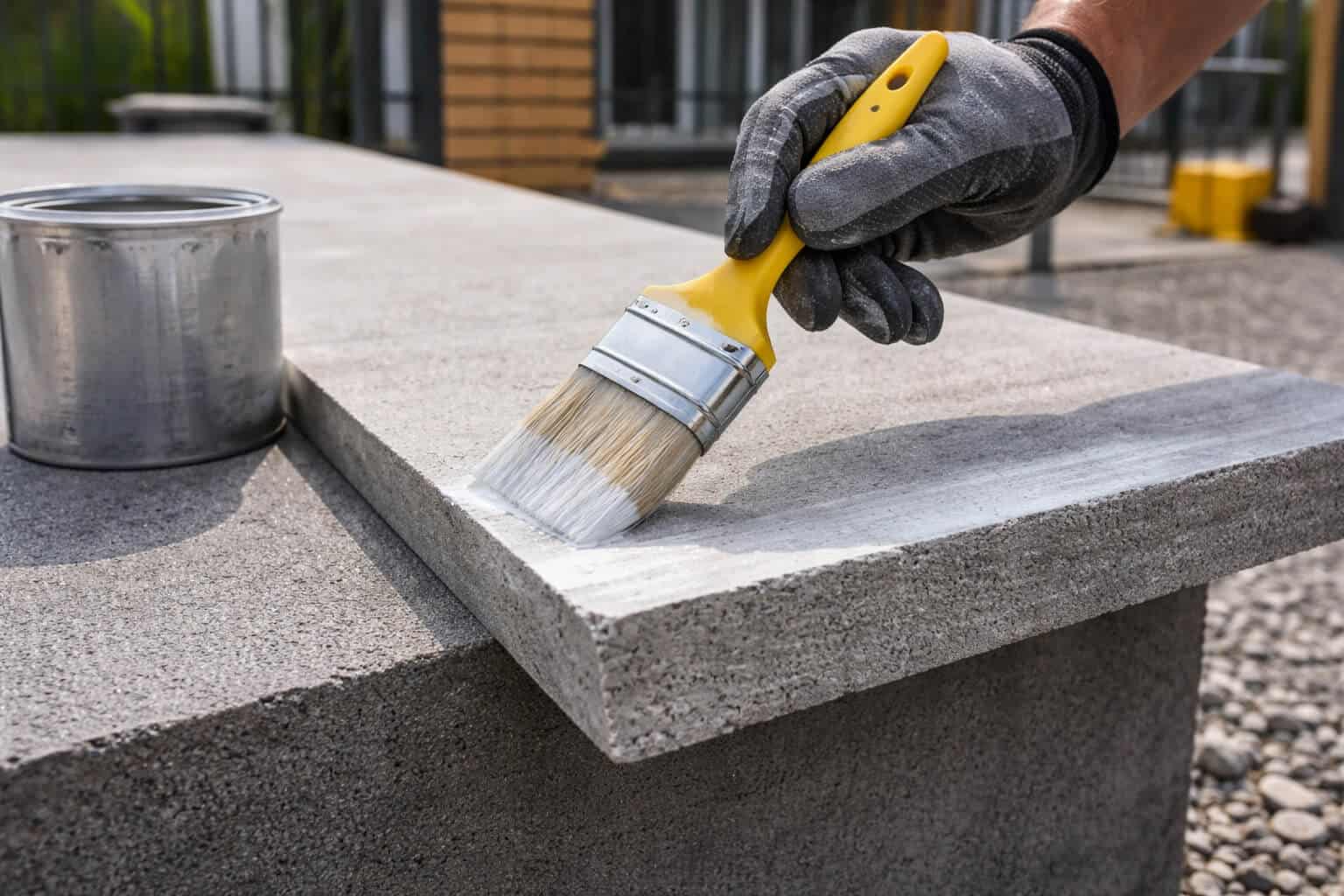 sealing fiber cement board edges after cutting with brush for moisture protection